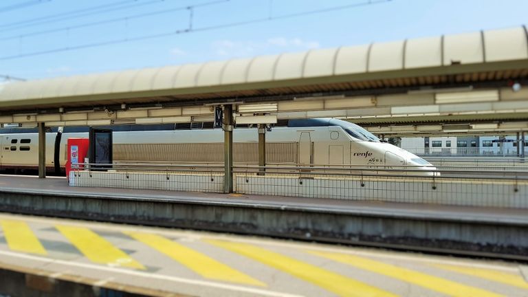 The daily direct train to Barcelona heads off on its highly useful journey