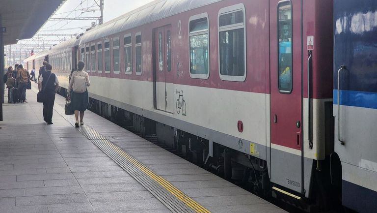 Boarding a train heading to Zilina at the main station in Praha / Prague