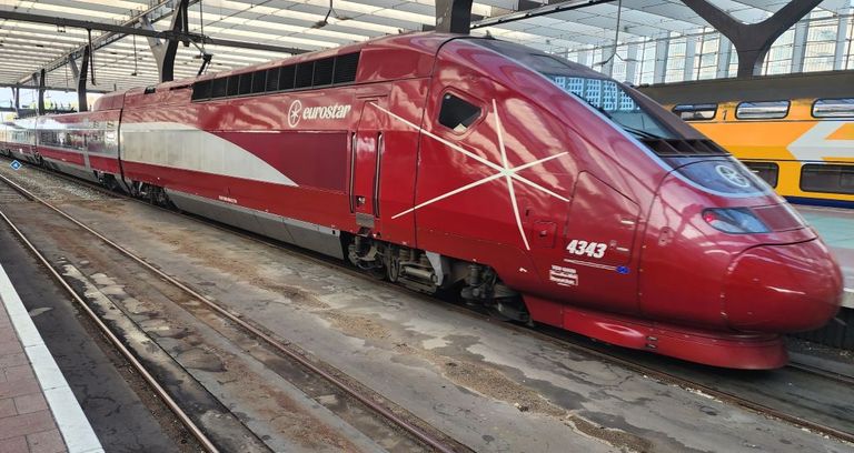 A Eurostar train on a Paris to Amsterdam service, these trains were previously branded as Thalys services.